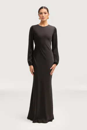 Kamila Satin Maxi Dress - Black