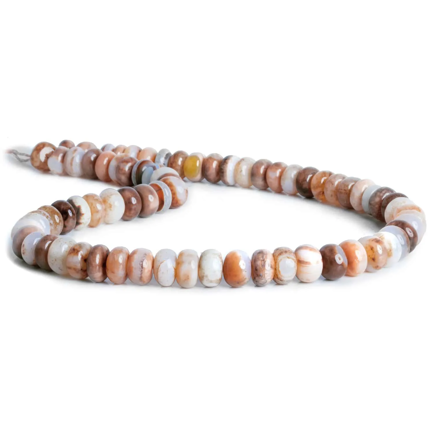 10mm Brown & White Opal Plain Rondelles 16 inch 70 beads