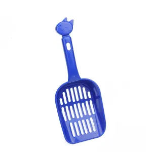 10" Blue Slotted Cat Litter Shovel Scoop with Cat Head Silhouette Handle