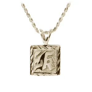 14K Gold Custom-Made Heirloom Initial Pendant Raise Letter Diamond Cut Edge 12mm (Thickness 1.5mm)