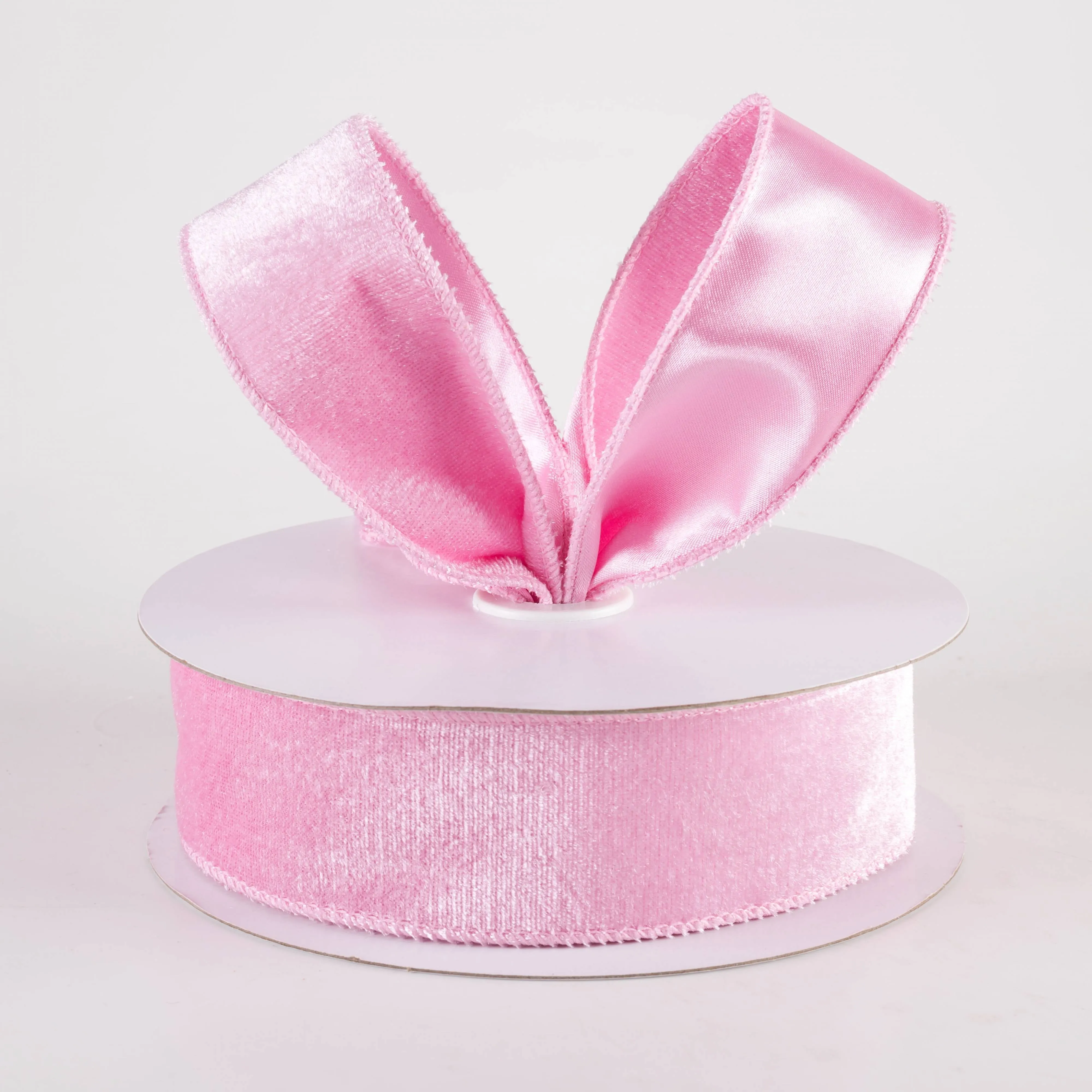 1.5" Deluxe Velvet Satin Backing Ribbon: Light Pink (10 Yards)