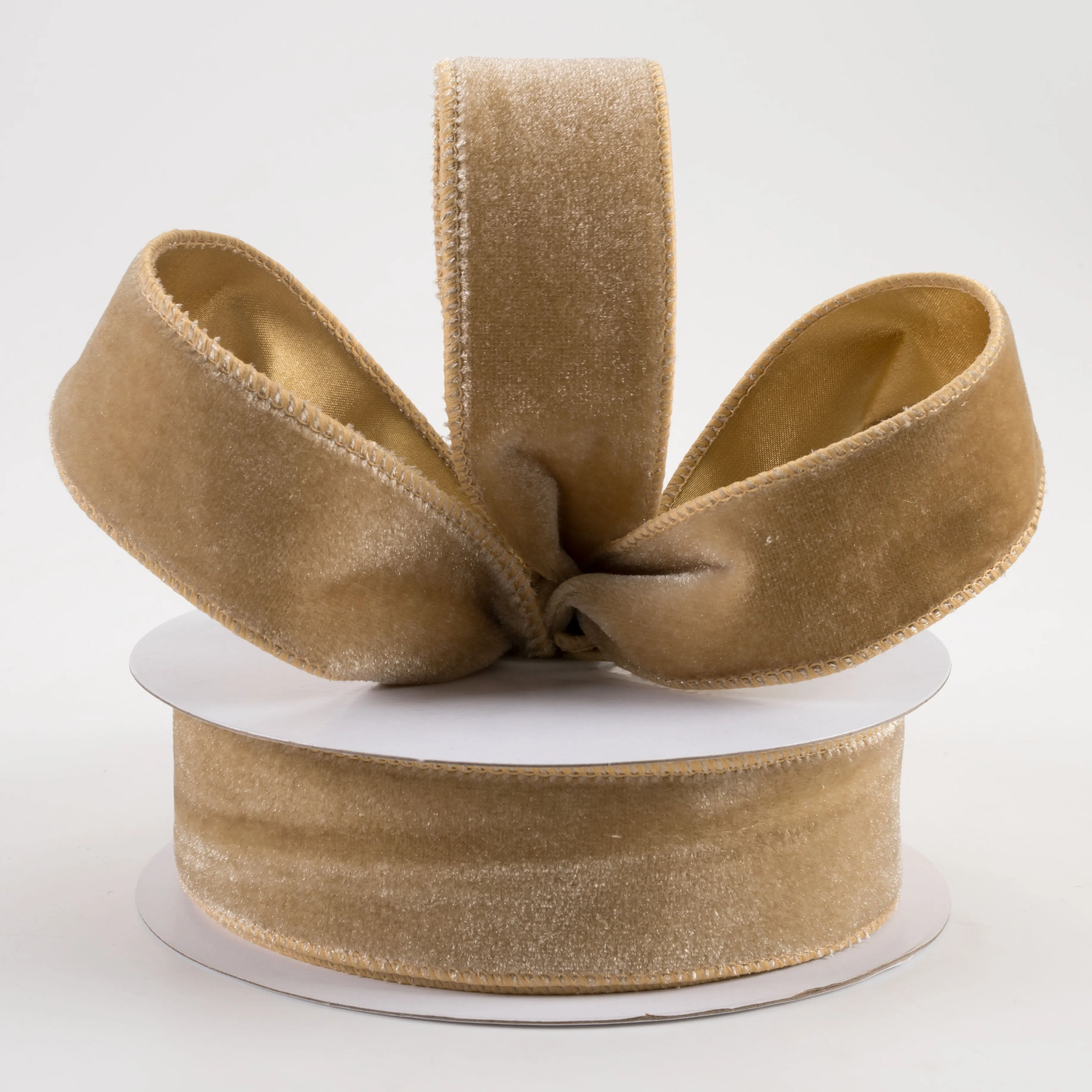 1.5" Deluxe Velvet Satin Backing Ribbon: Taupe (10 Yards)