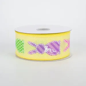 1.5" Easter Bunny Patterns Ribbon: Yellow (10 Yards)