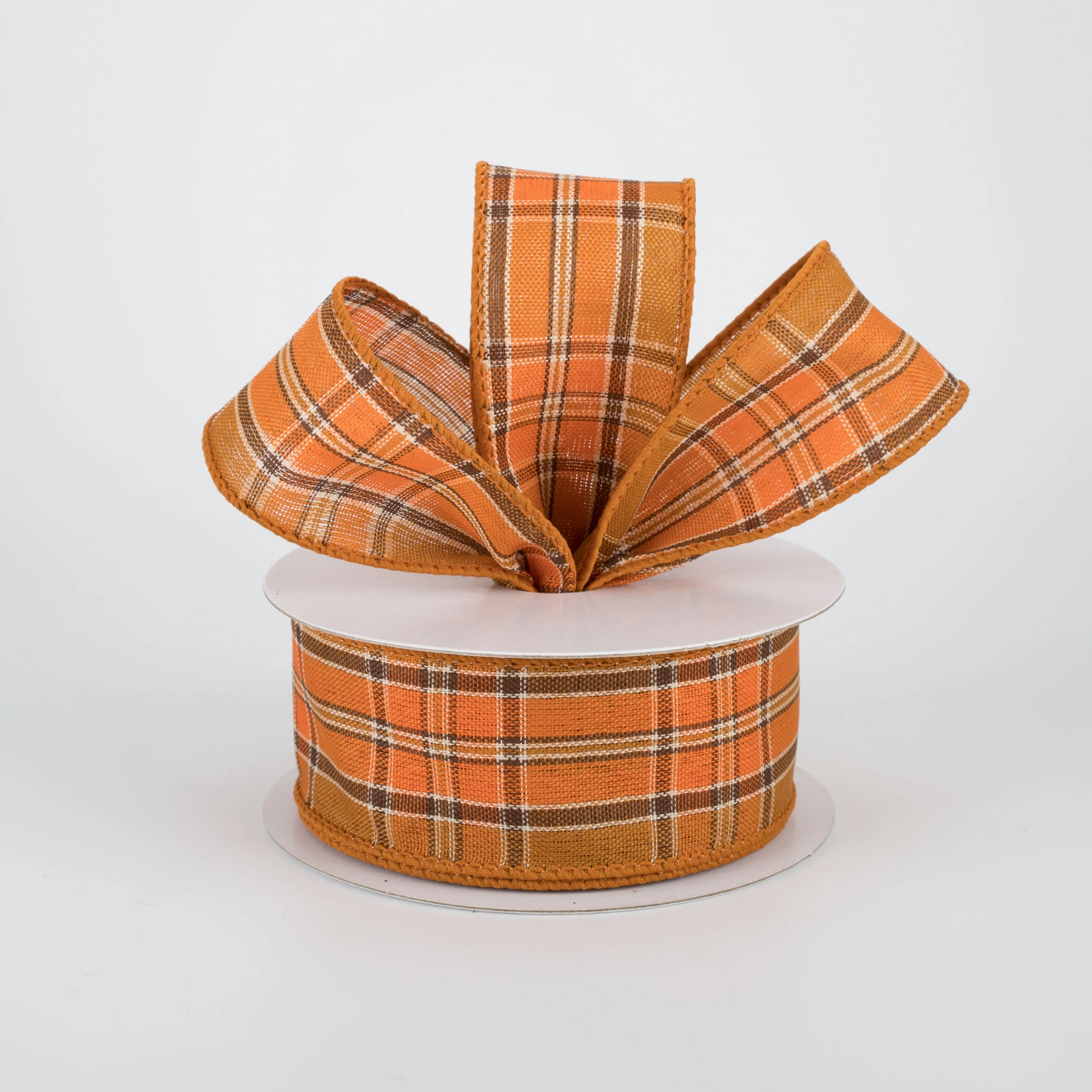 1.5" Fall Plaid Ribbon: Rust & Brown (10 Yards)