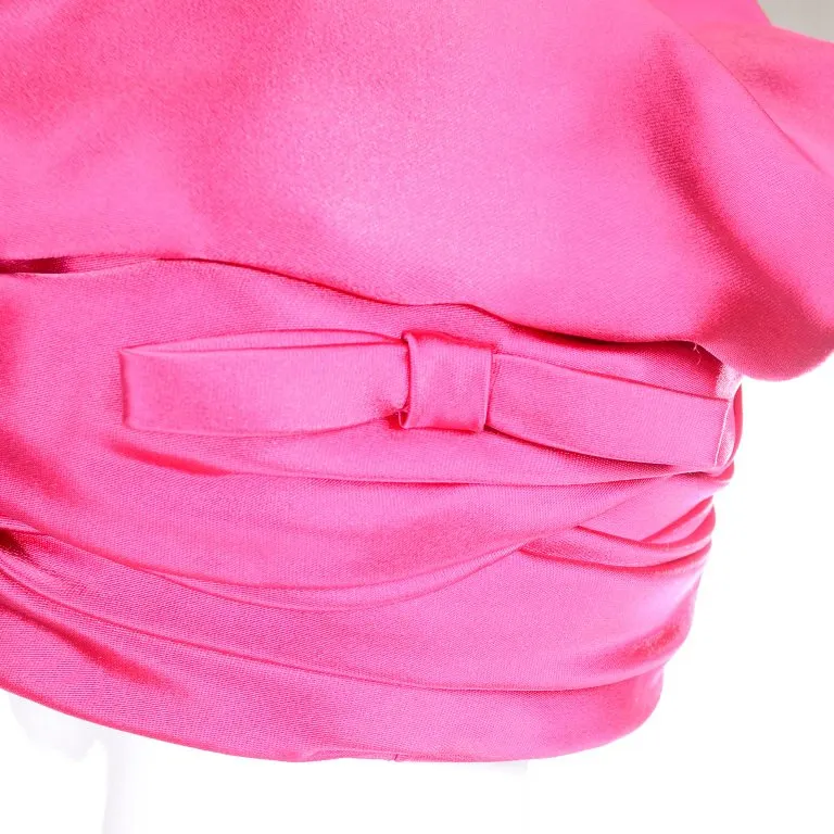 1960s Pink Satin Structured Tall Vintage Statement Hat from Nicholas Ungar Boutique