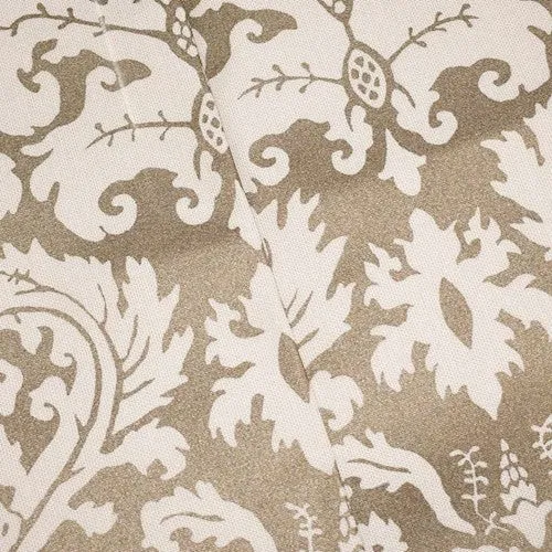 2 3/8 YD PC - Dusty Gold/Mist Beige Indoor/Outdoor Leaf Printed Canvas Decorating Fabric