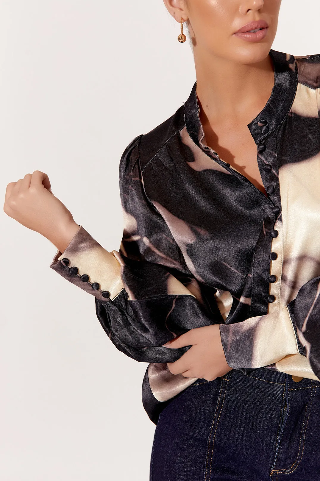 Adorne Samantha Marble Satin Shirt