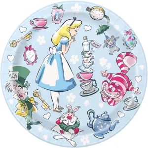 Alice in Wonderland Birthday Small Round Dessert Paper Plates, 7 Inches, 8 Count