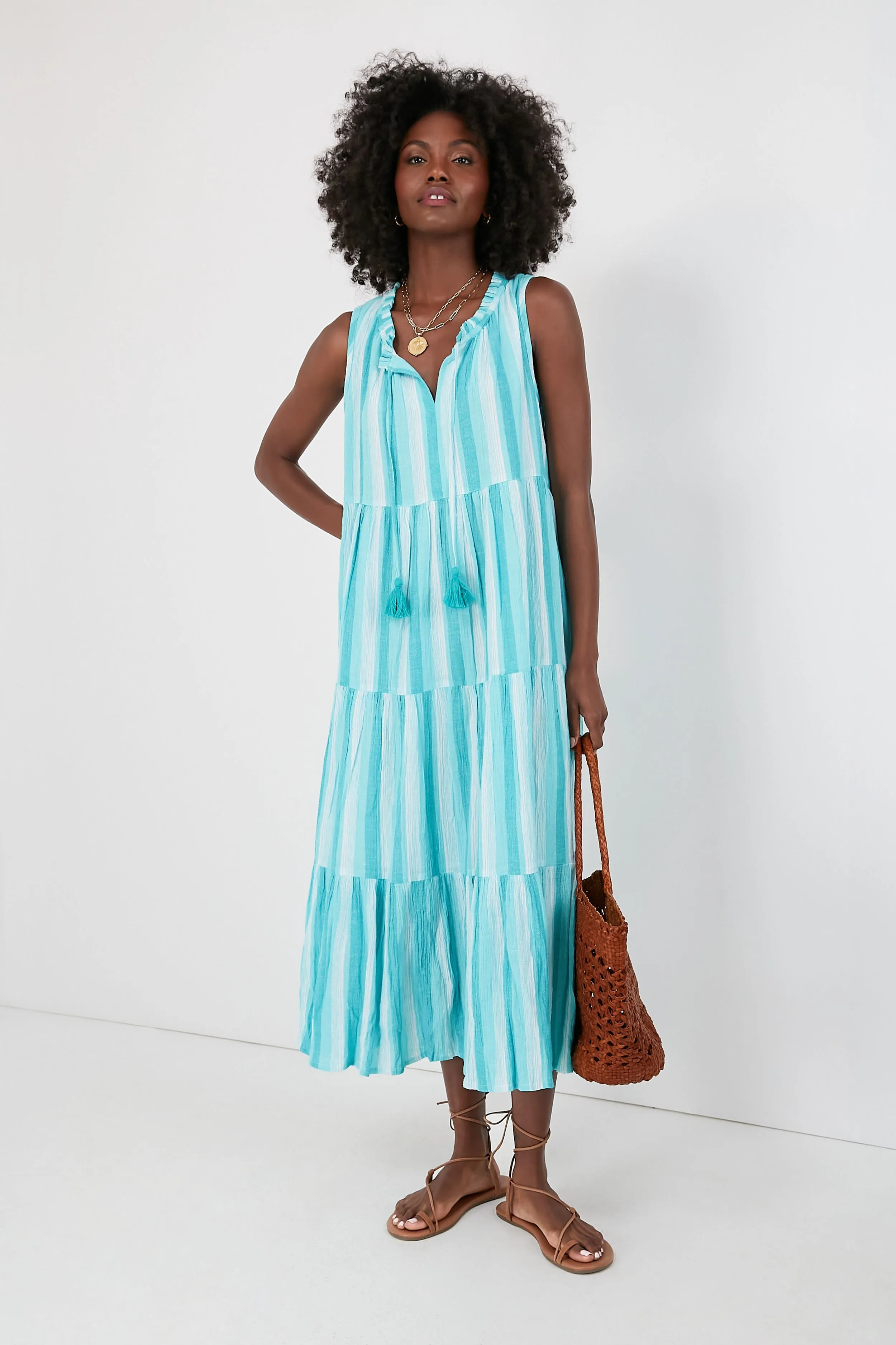 Aquamarine Stripe Salty Paloma Caftan