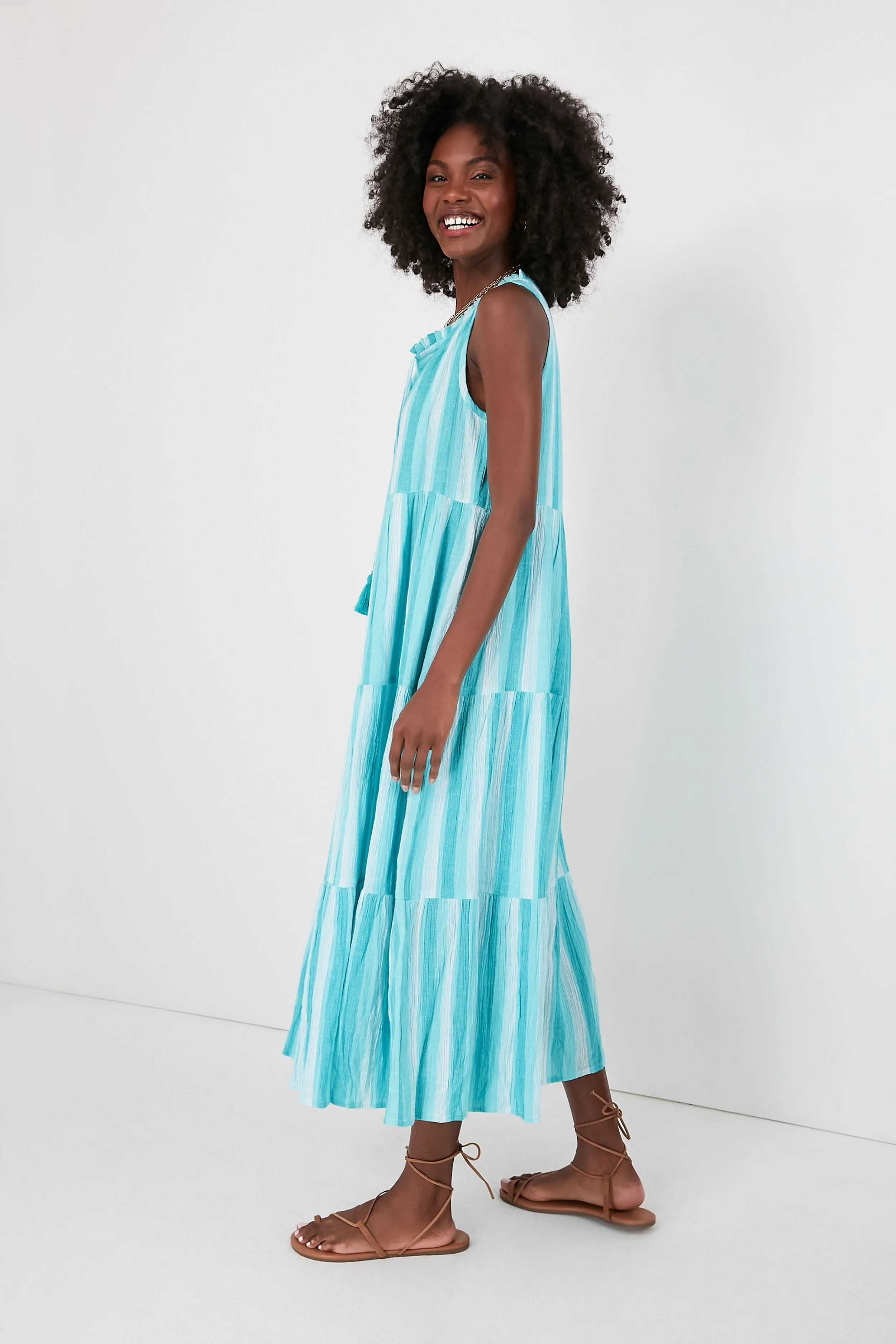 Aquamarine Stripe Salty Paloma Caftan