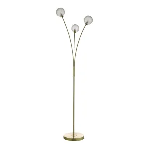 Avari 3 Light Floor Lamp Satin Brass/Satin Nickel Glass G9