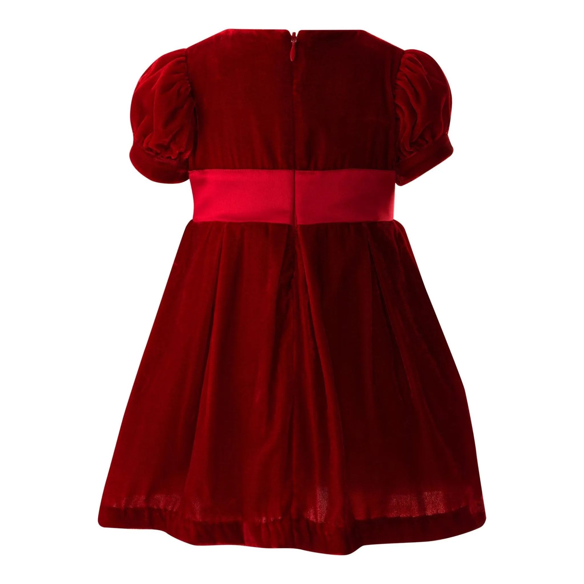 Baby Girl Crushed Velvet Bow Dress, Red