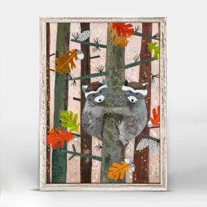 Baby Raccoon Pair Mini Framed Canvas