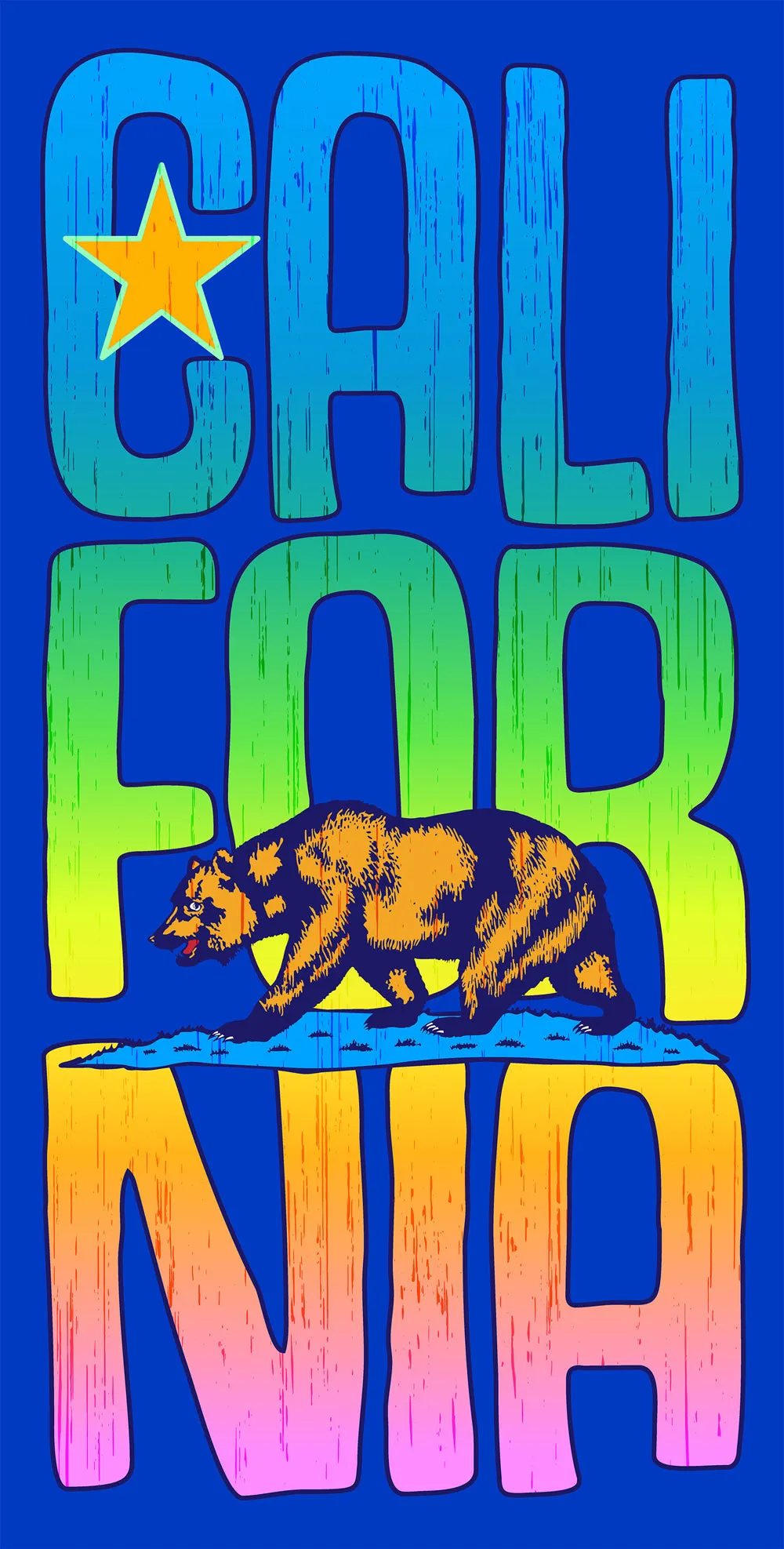 Beach and Boat Gear Beach Towel CALIFORNIA Bright Bear 30" x 60" Towel