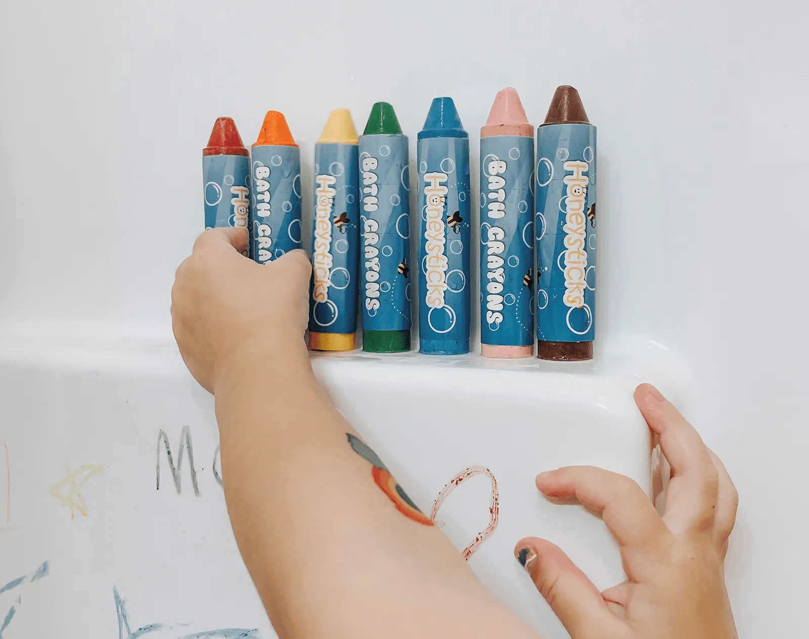 Beeswax Washable Bath Tub Crayons - Set of 7