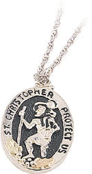 Black Hills Gold Sterling Silver St. Christopher Pendant