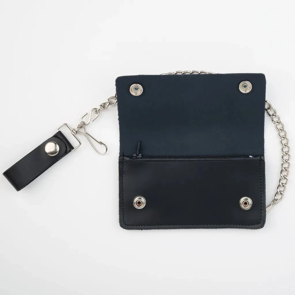 Black Leather 6" Biker Wallet