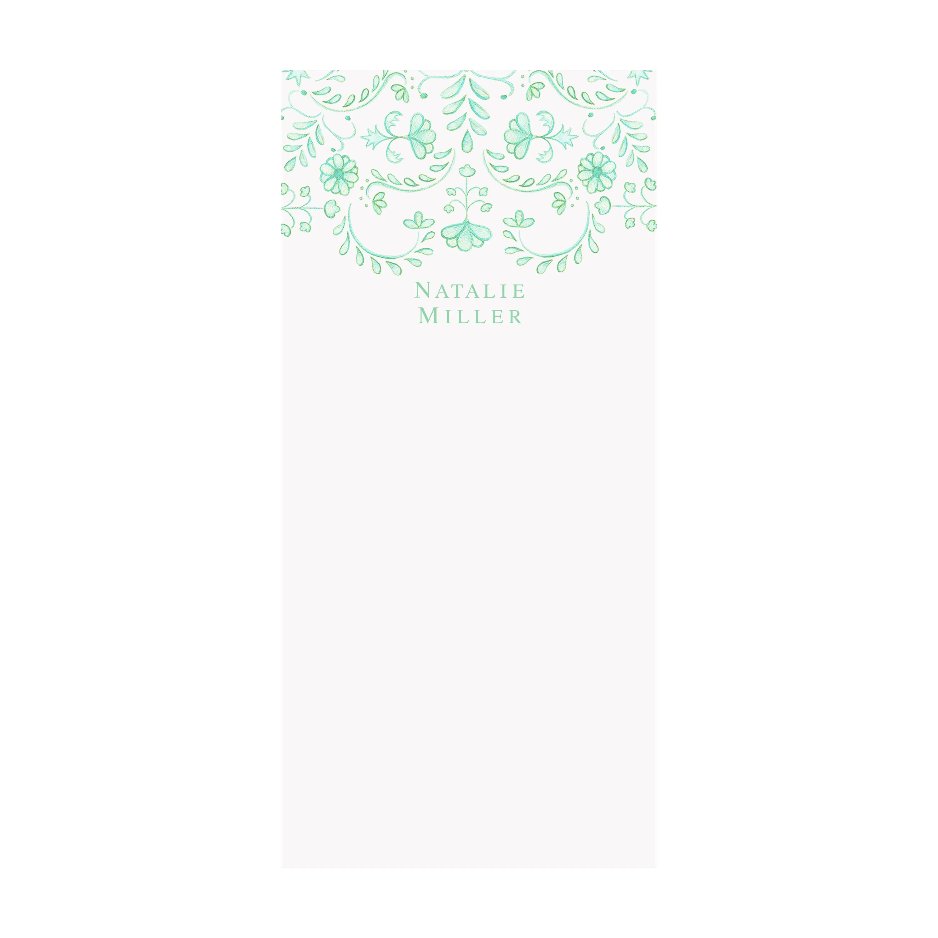 Chinoiserie Notepad- Personalized- Seafoam