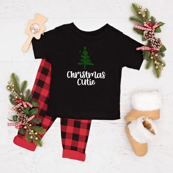 Christmas Cutie Tree Glitter Toddler Graphic Tee