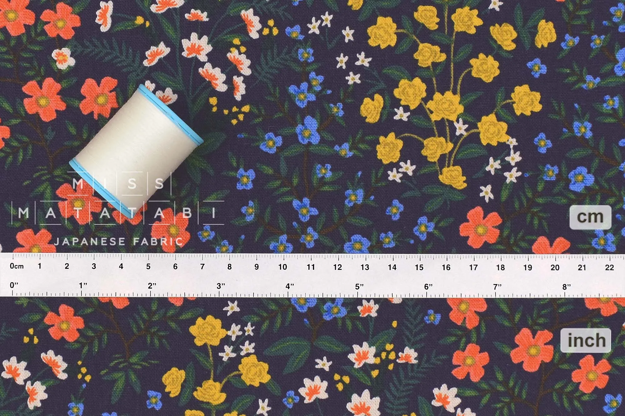 Cotton   Steel Rifle Paper Co. Camont Canvas - Wildwood Garden - navy