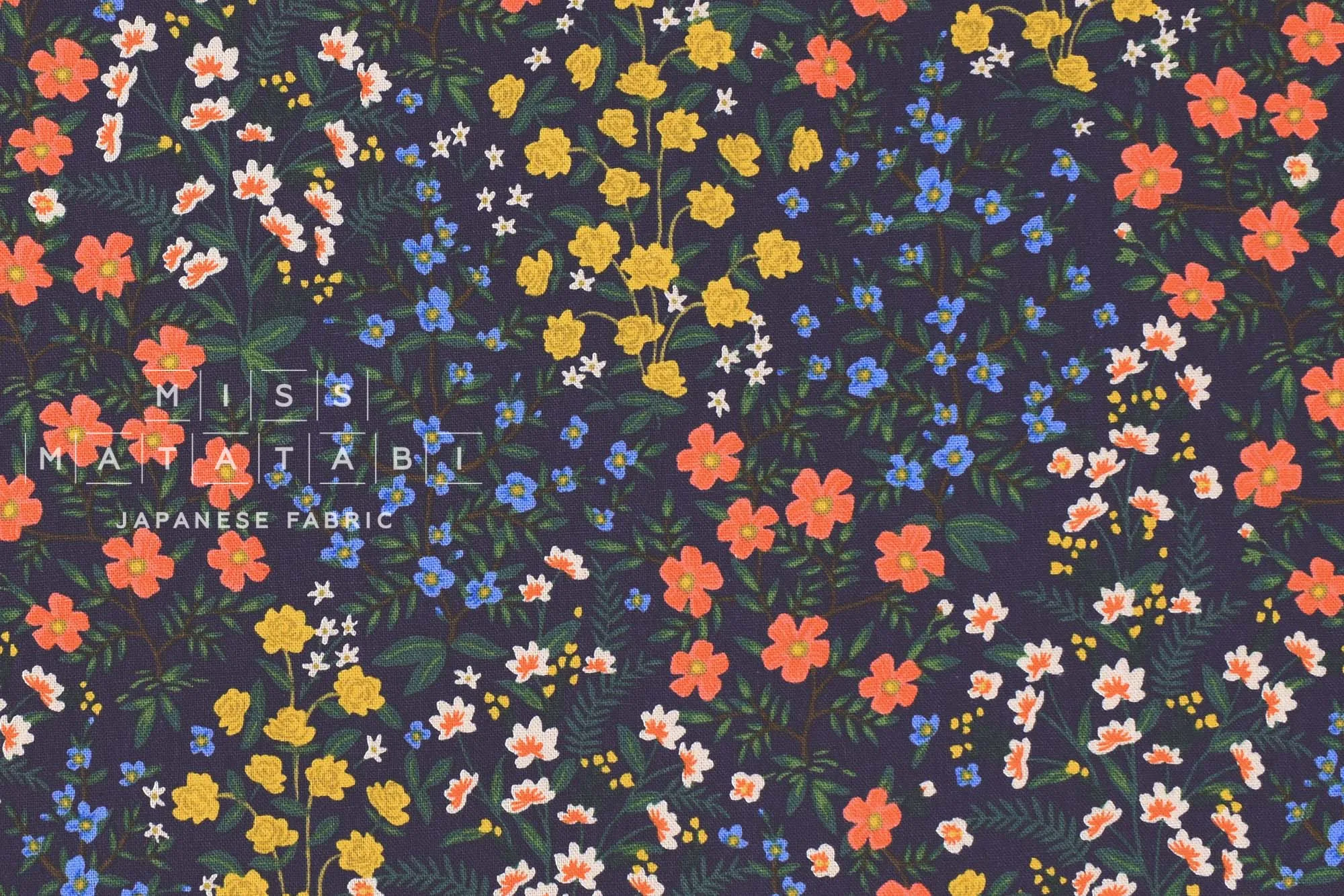 Cotton   Steel Rifle Paper Co. Camont Canvas - Wildwood Garden - navy