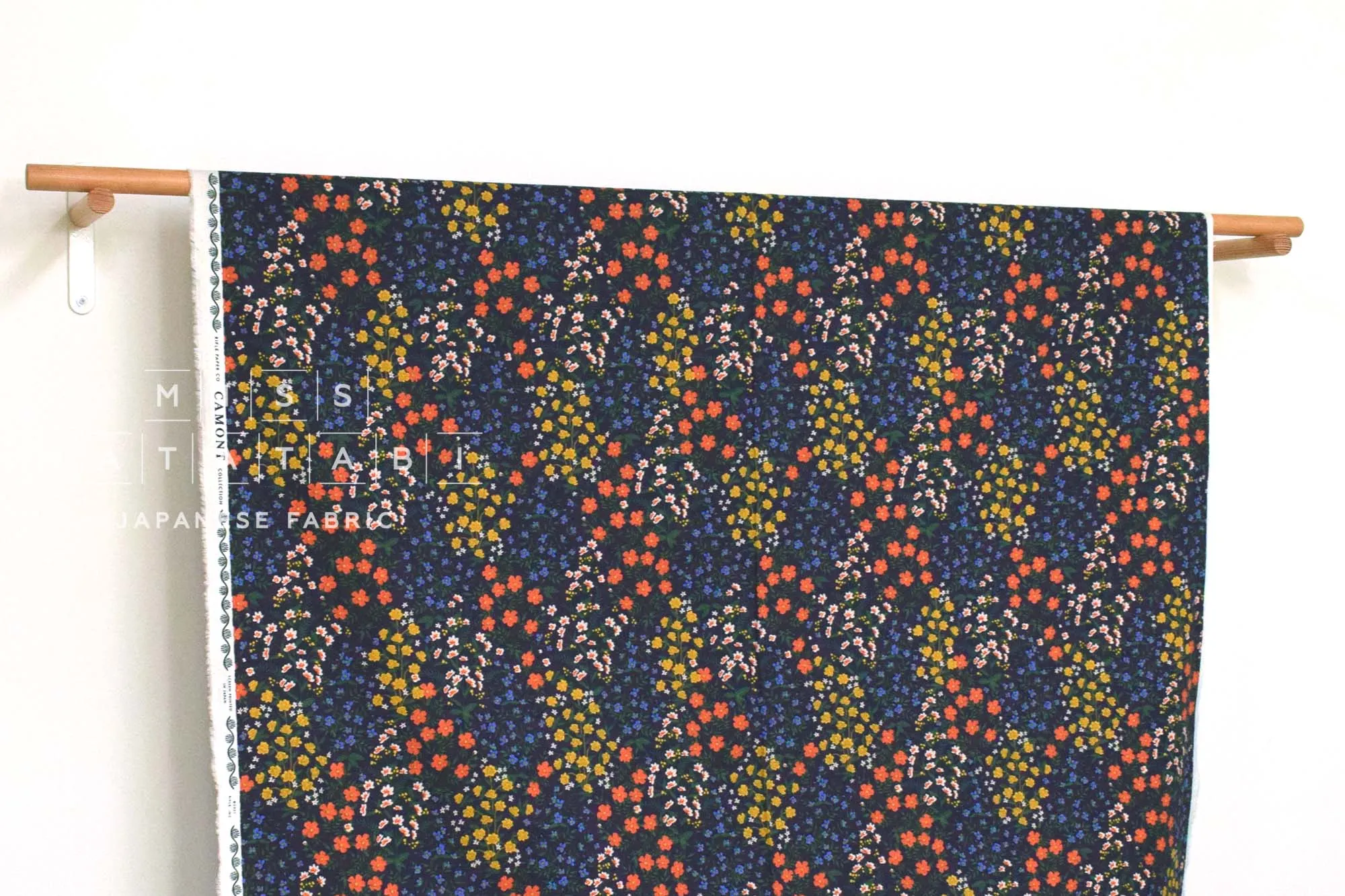 Cotton   Steel Rifle Paper Co. Camont Canvas - Wildwood Garden - navy