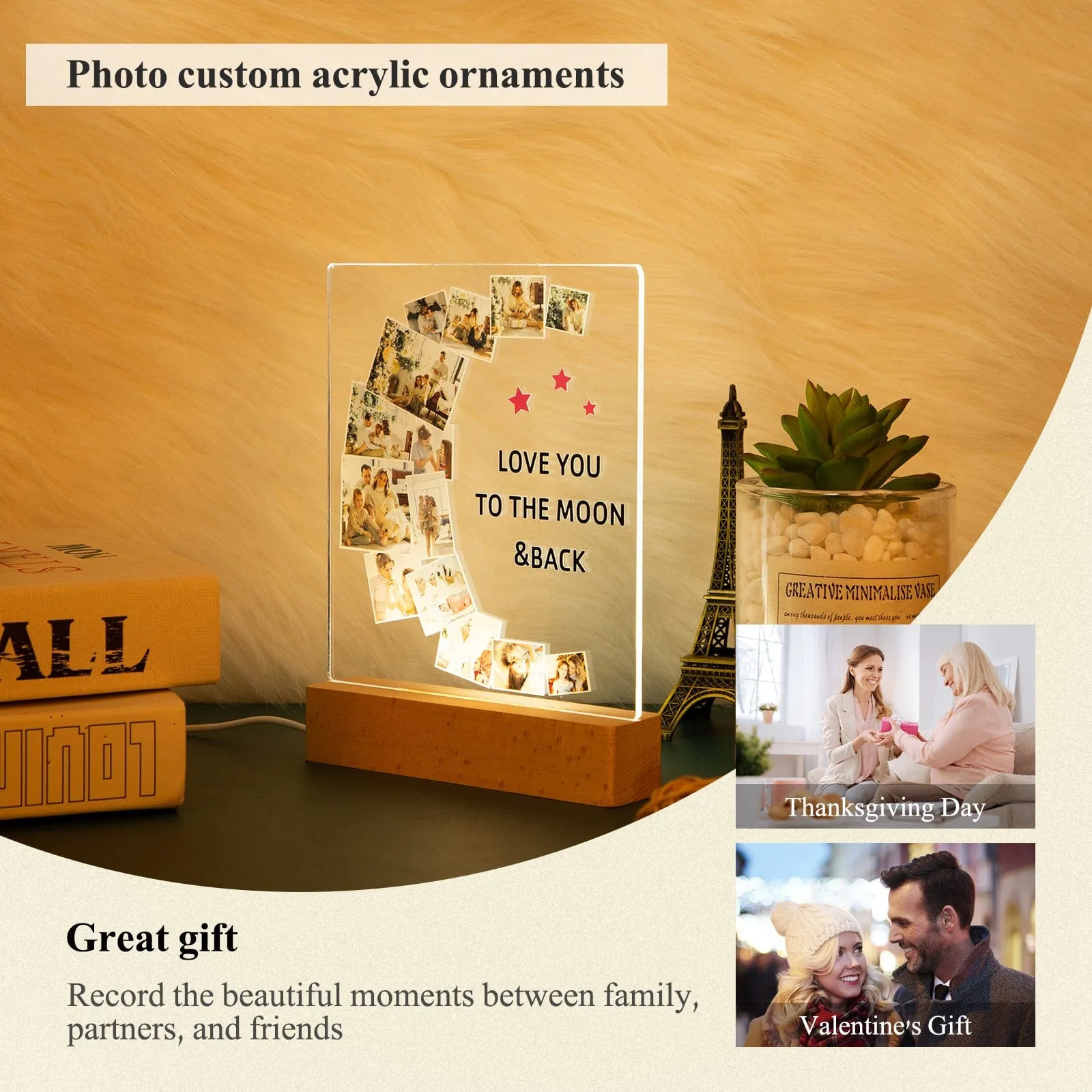 Create a cherished memory - "I Love You To The Moon And Back" with a luxurious Custom Photo Night Light