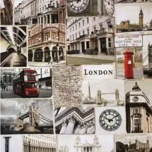 Digital Printed Cotton Canvas London Landmarks