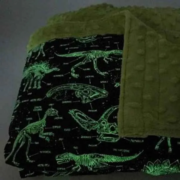 Dinosaur Skeleton, Glow in the Dark Cotton Fabric