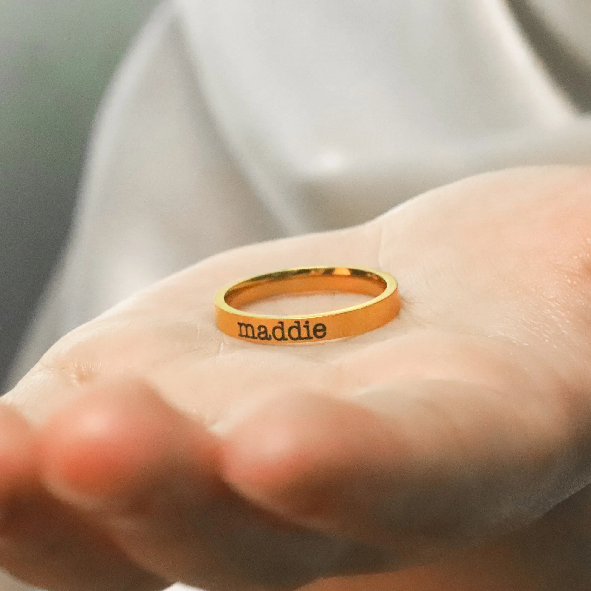 Engraved Stackable Name Ring | 3mm Band