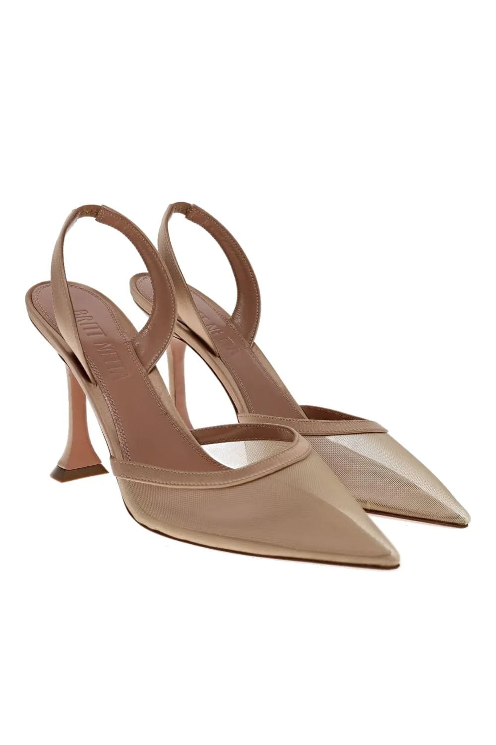 Esme Sand Leather Mesh Slingback Heel