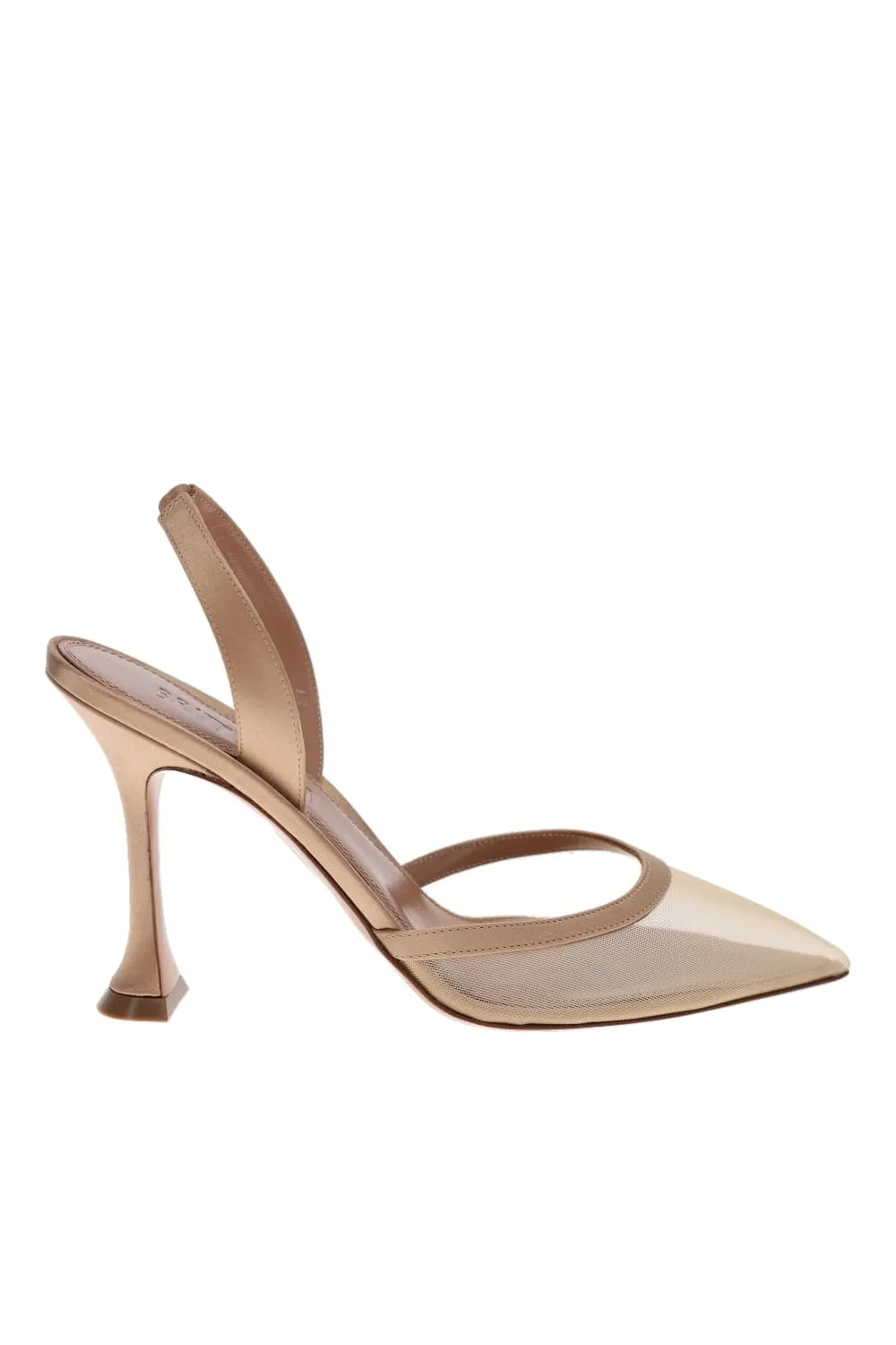 Esme Sand Leather Mesh Slingback Heel