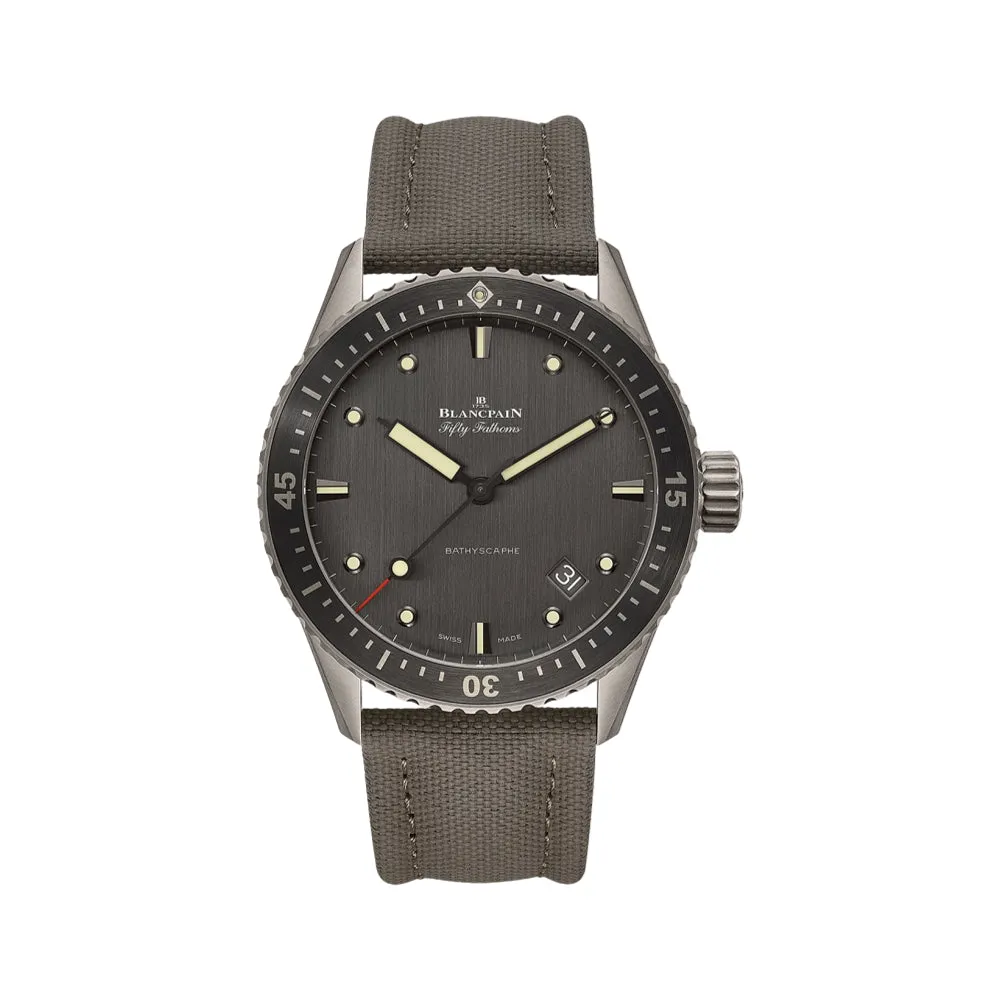 Fifty Fathoms Bathyscaphe Titanium 43mm - Anthracite on Sail-canvas Strap