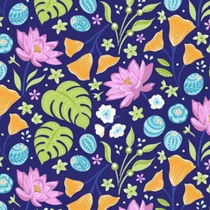 Floral Fabric on Navy, Contempo Studio