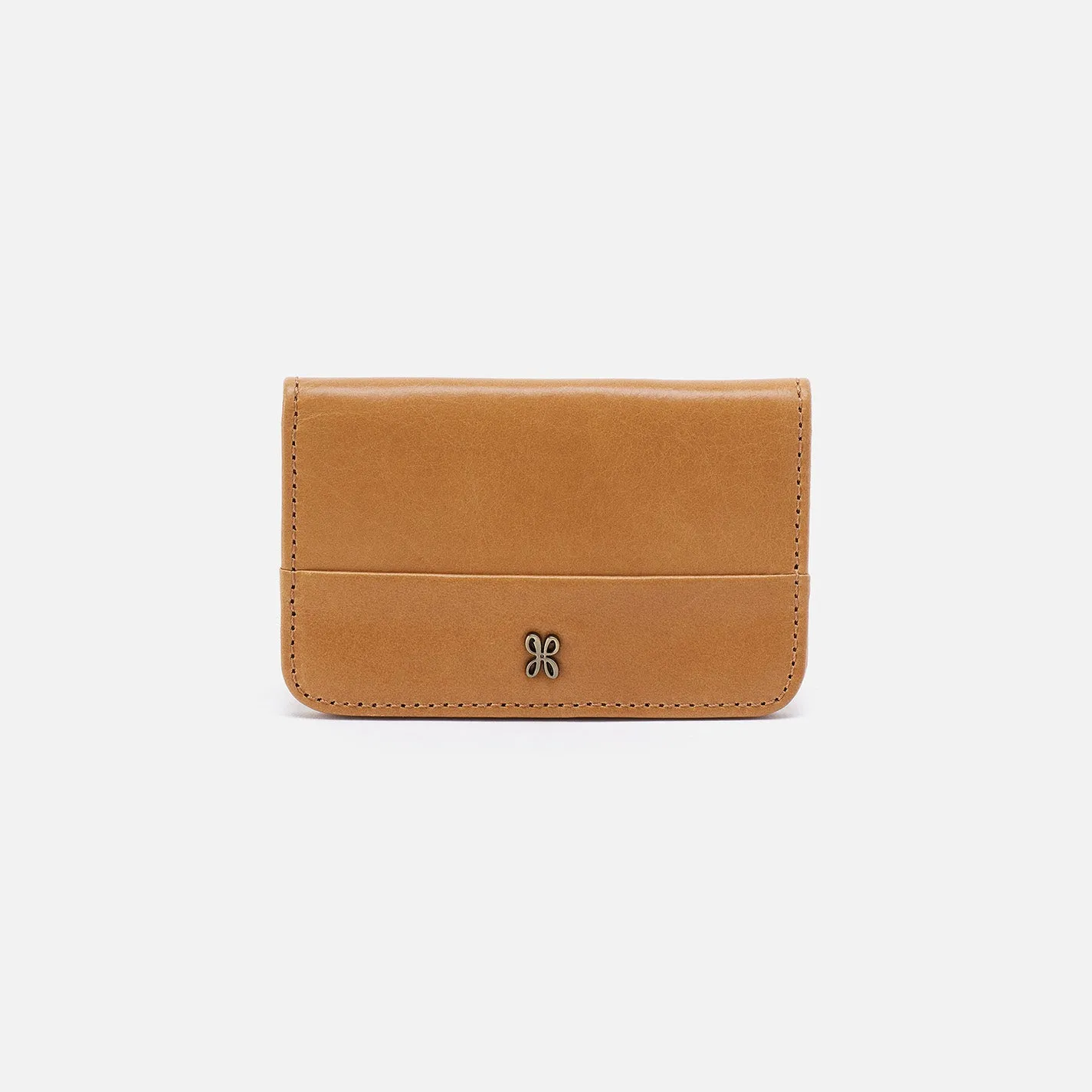 Jill Mini Card Case In Polished Leather - Natural