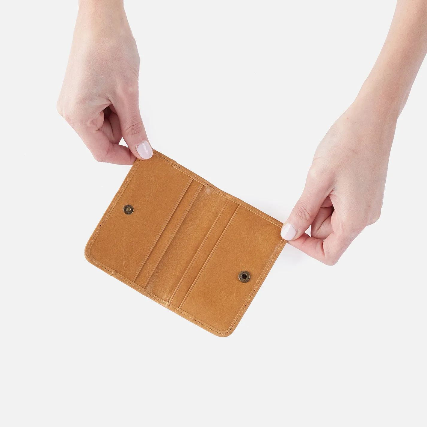 Jill Mini Card Case In Polished Leather - Natural