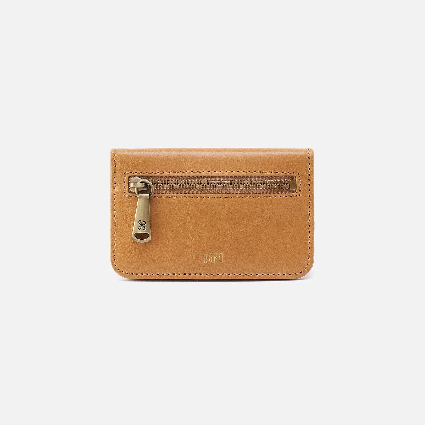 Jill Mini Card Case In Polished Leather - Natural