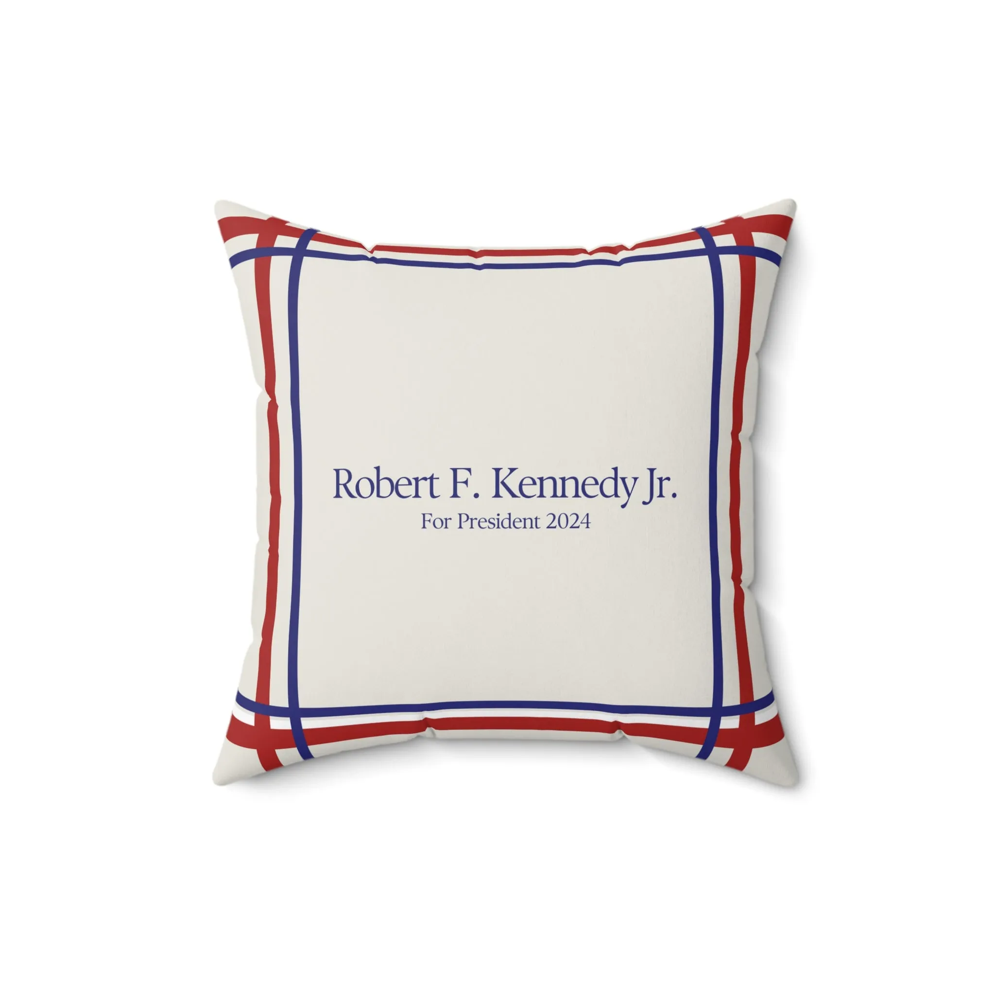 Kennedy for President Bordered Cream Square Pillow