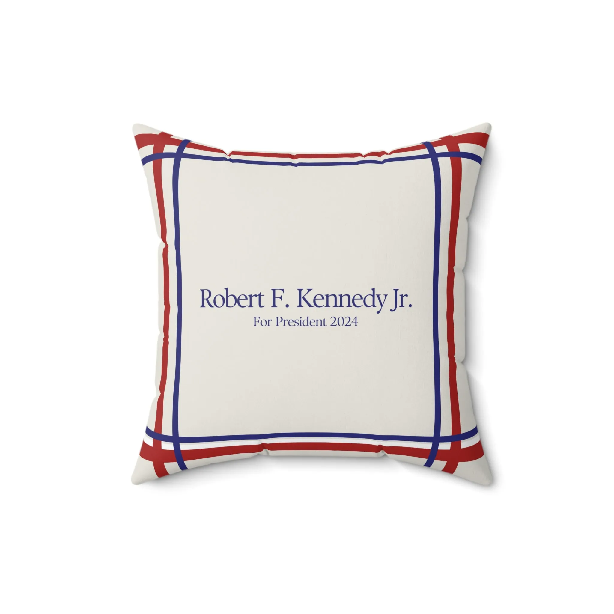 Kennedy for President Bordered Cream Square Pillow