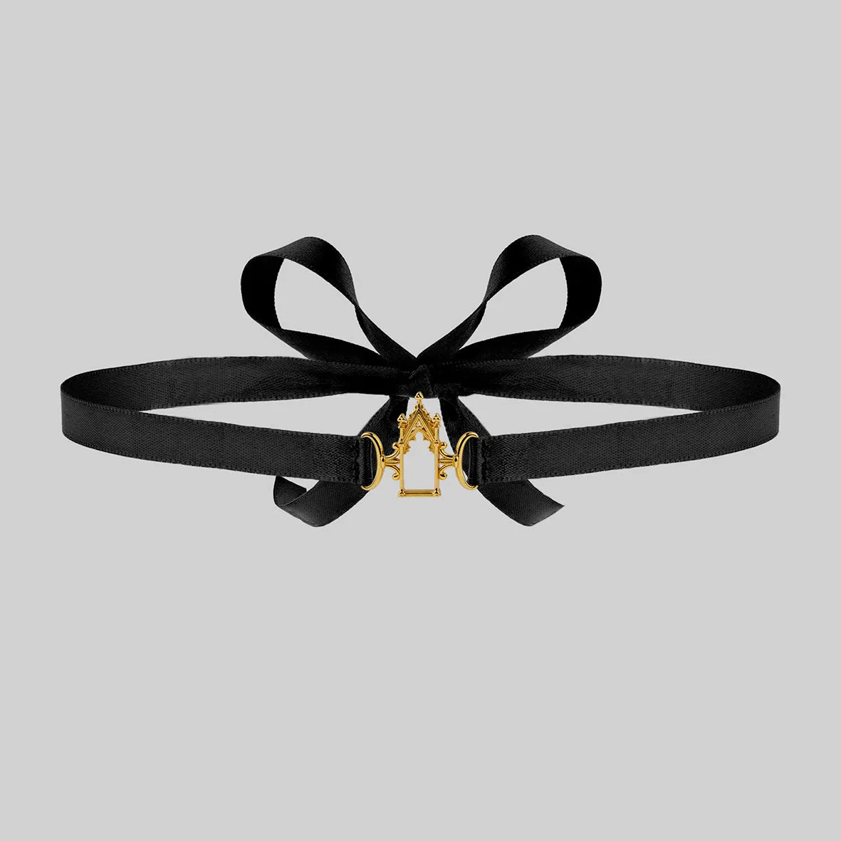 LENORE. Gothic Arch Window Satin Choker - Gold