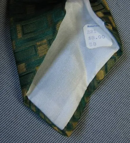 Men's 60s Neck Tie Countess Mara Vintage Green Yellow Sharkskin O VFG