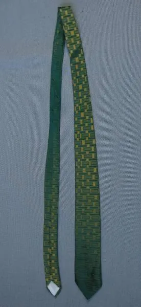 Men's 60s Neck Tie Countess Mara Vintage Green Yellow Sharkskin O VFG