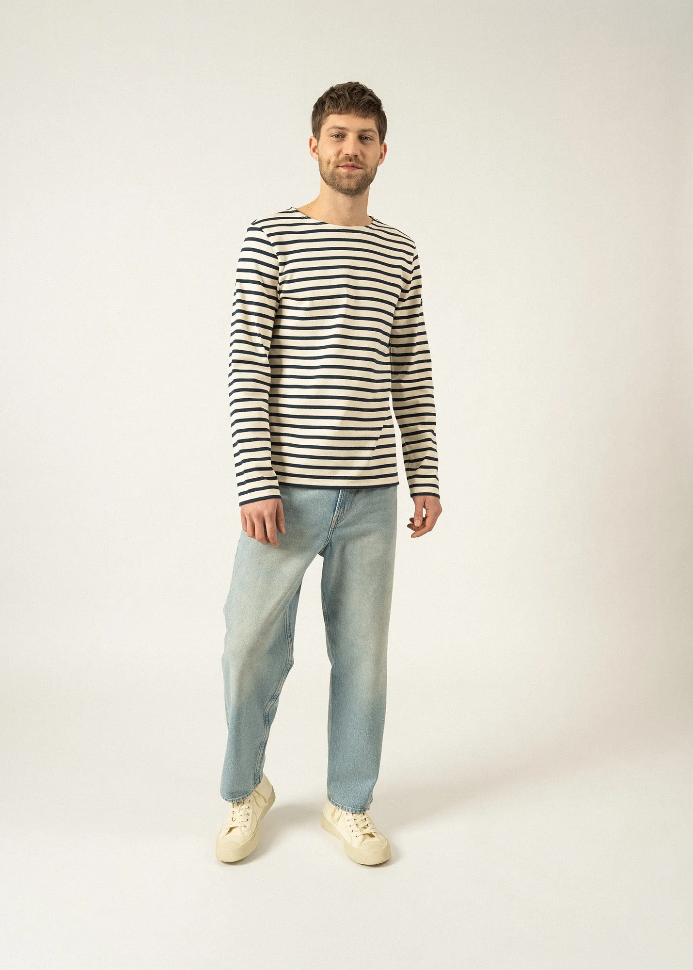 MERIDIEN MODERNE - Original Breton Shirt | Heavyweight Cotton | Men Fit (ECRU / NAVY)