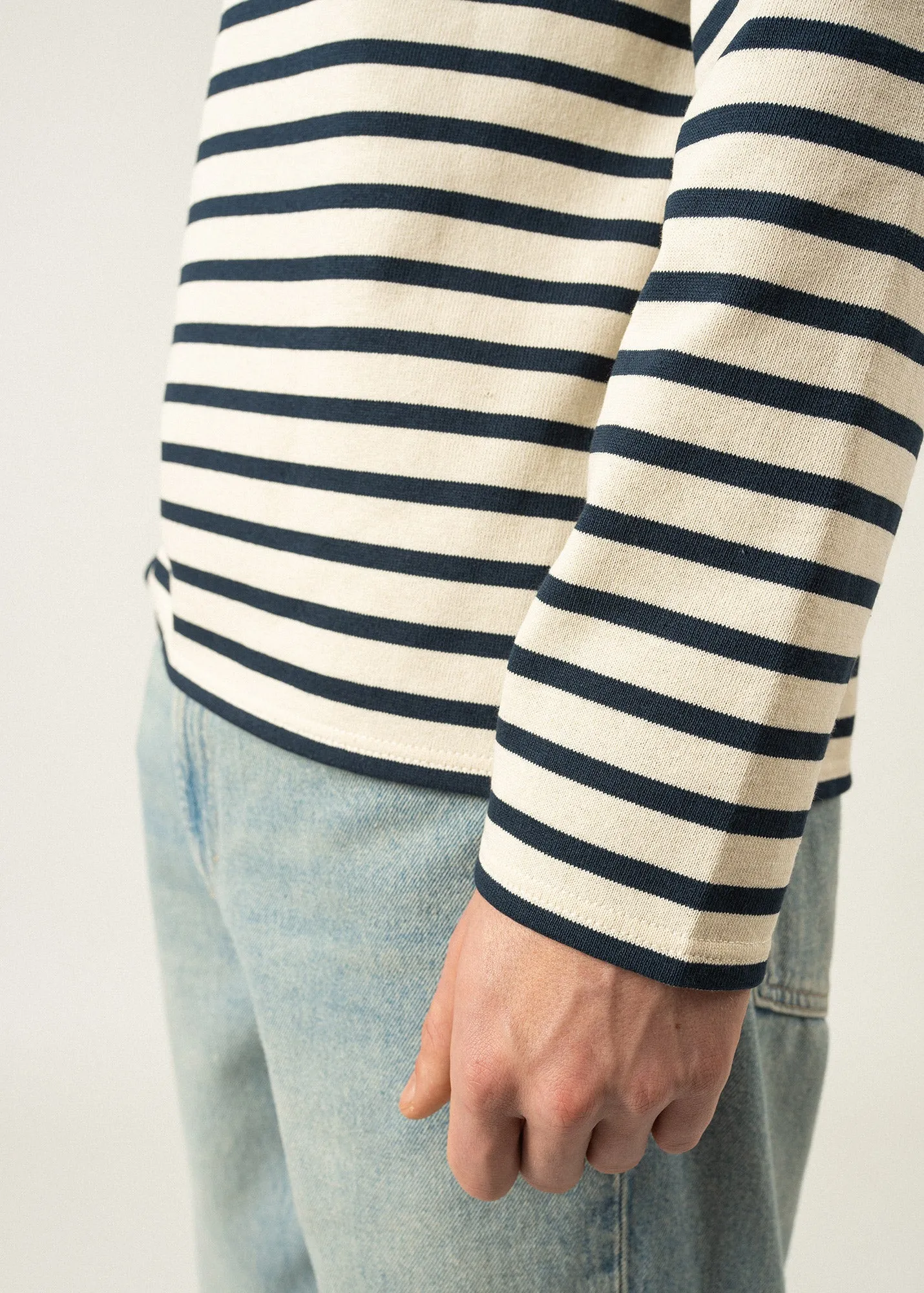 MERIDIEN MODERNE - Original Breton Shirt | Heavyweight Cotton | Men Fit (ECRU / NAVY)