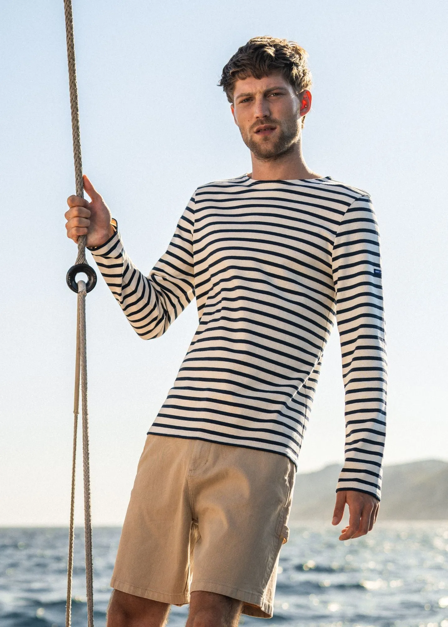 MERIDIEN MODERNE - Original Breton Shirt | Heavyweight Cotton | Men Fit (ECRU / NAVY)