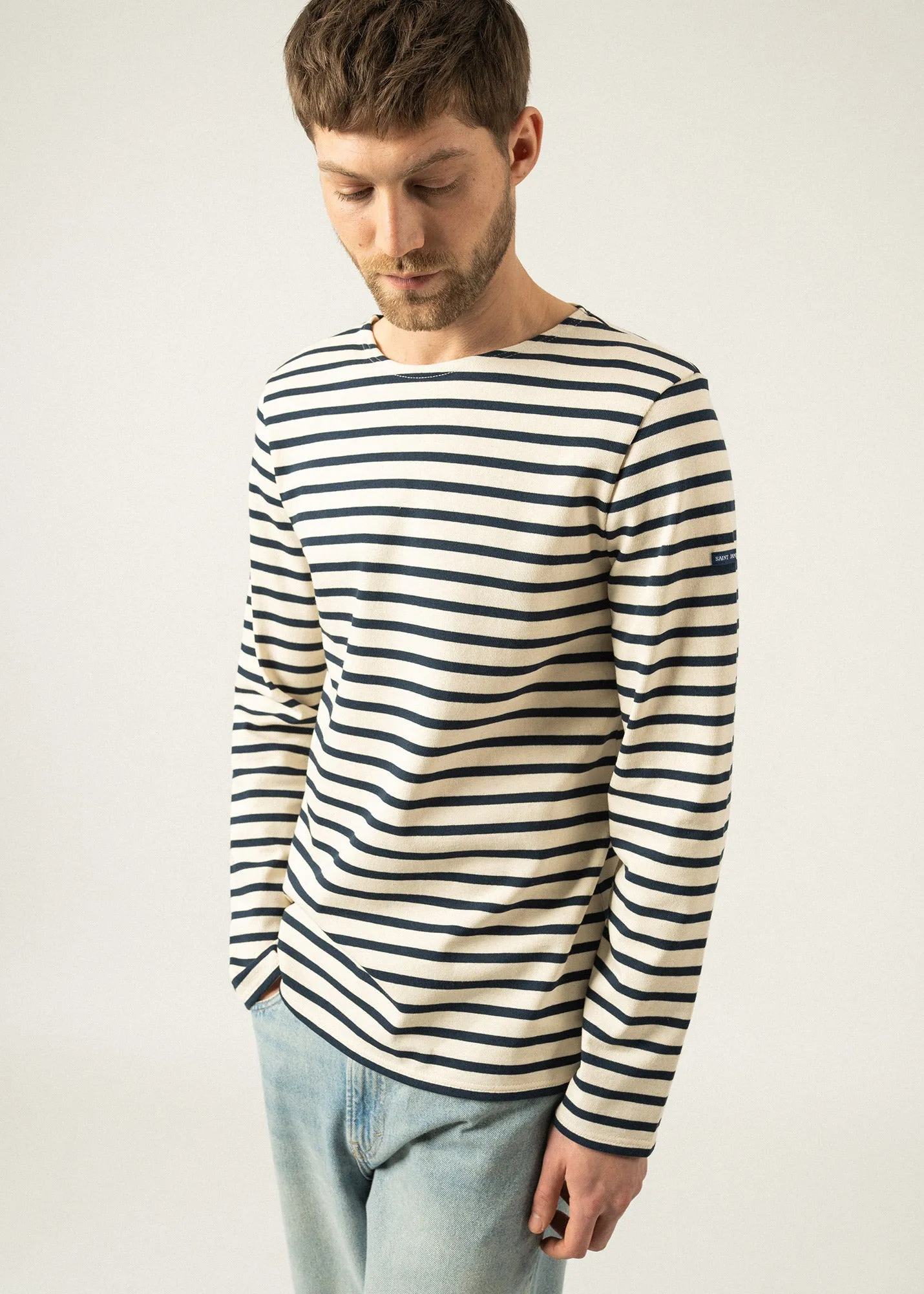 MERIDIEN MODERNE - Original Breton Shirt | Heavyweight Cotton | Men Fit (ECRU / NAVY)