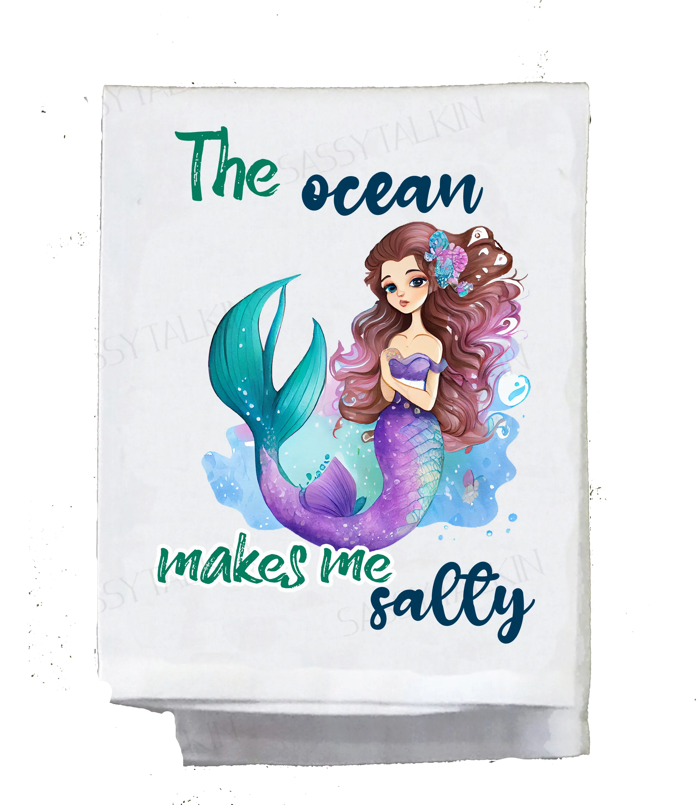 Mermaid, Dish Towel, Set of 4 Fun Watercolor Mermaids