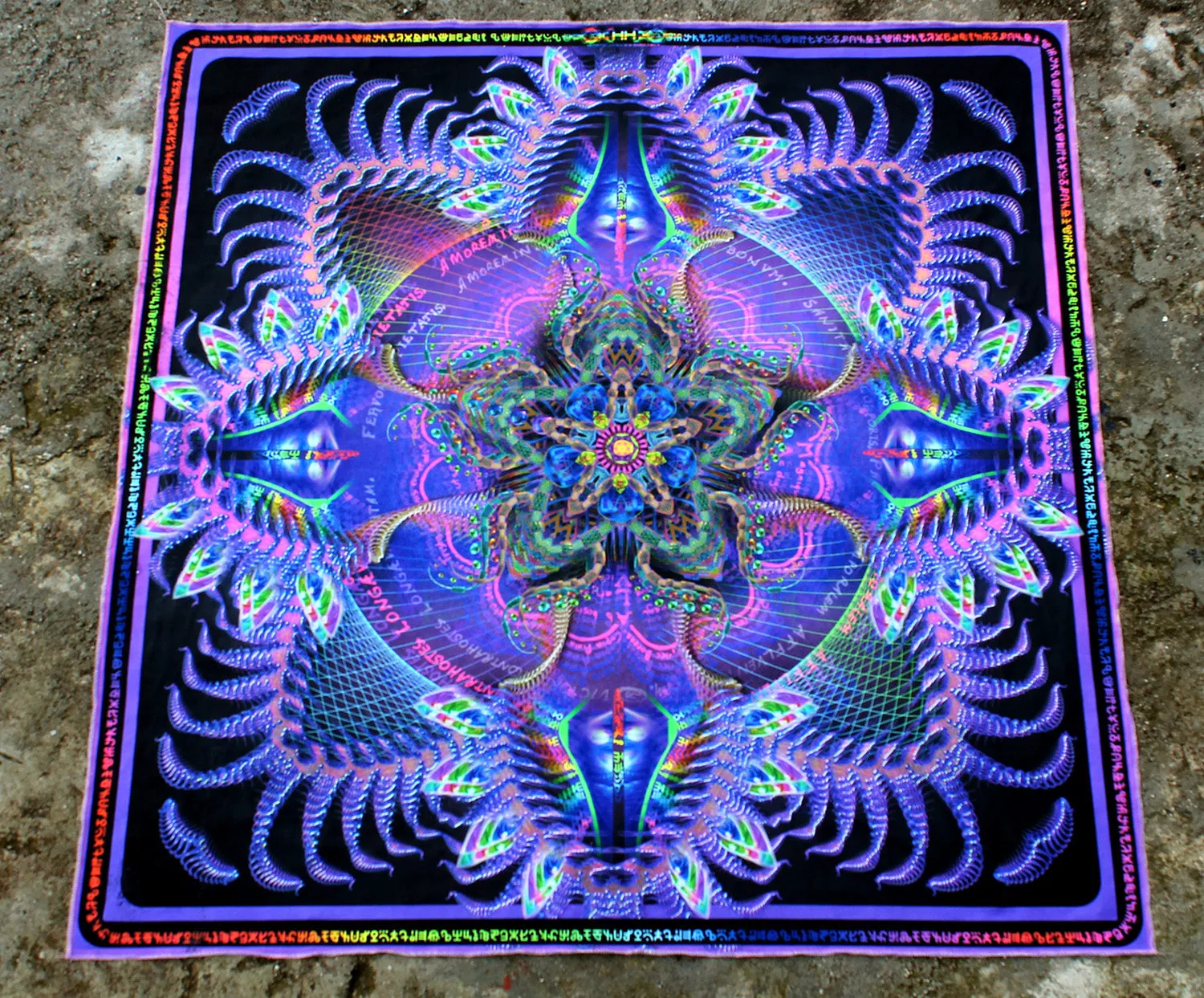 NEON Lycra Tapestry / Backdrop - Prismatic Mandala 100 cm