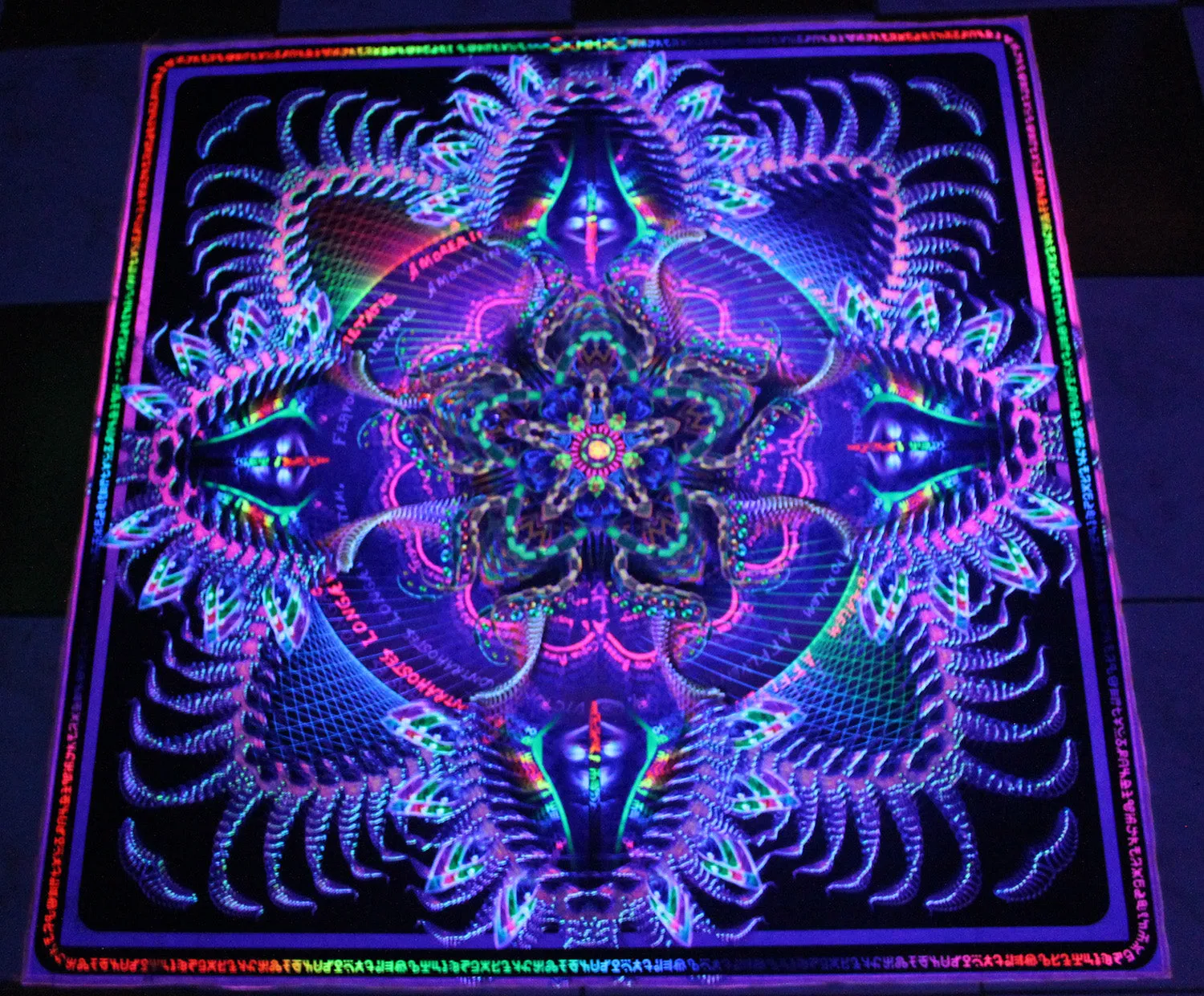 NEON Lycra Tapestry / Backdrop - Prismatic Mandala 100 cm