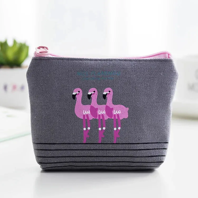 Porte Monnaie ou pochette "Flamand Rose" en toile canvas colorée (5 coloris)